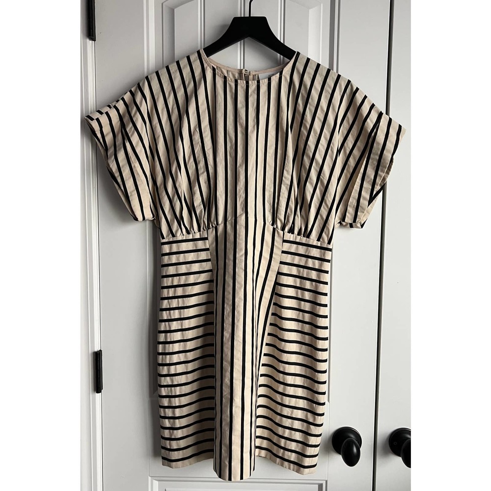 C/MEO Collective Black and Cream Striped Midi Dress